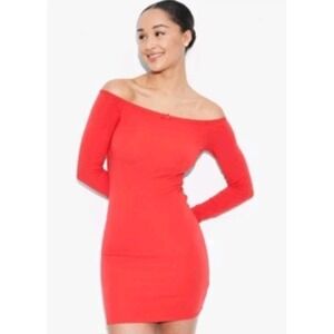 NEW Wild Fable Rose Red Off the Shoulder Bodycon Mini Dress, XXL